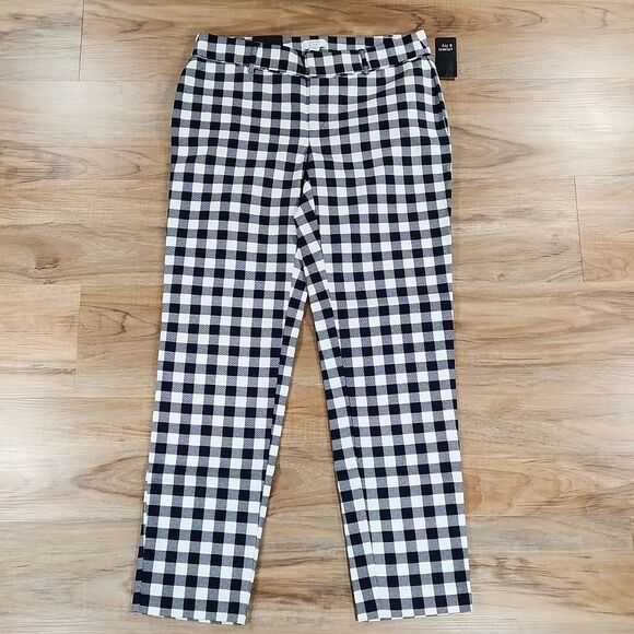 ☔️🩵NWT Crown & Ivy Blue & White Checkered Cropped Ankle Pants Size 4 - Picture 3 of 11